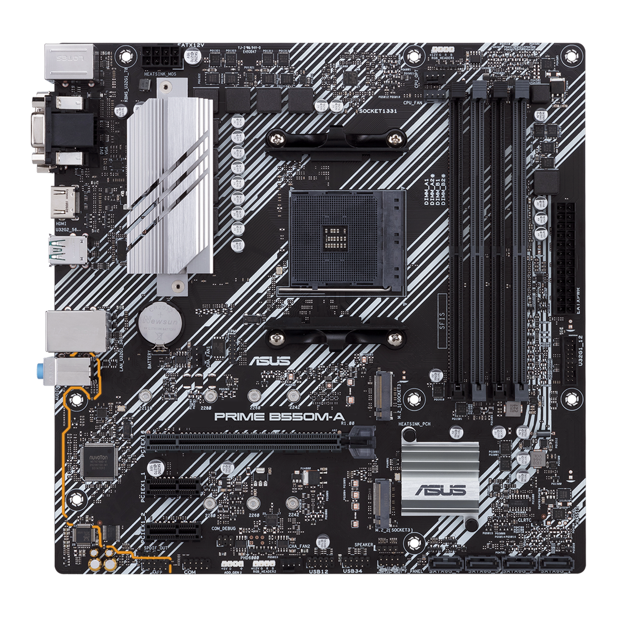 ASUS PRIME B550M-A mATX MB dual M.2 PCIe 4.0 1Gb Ethernet HDMI/D-Sub/DVI SATA 6Gbps USB3.2 Gen 2 Type-A