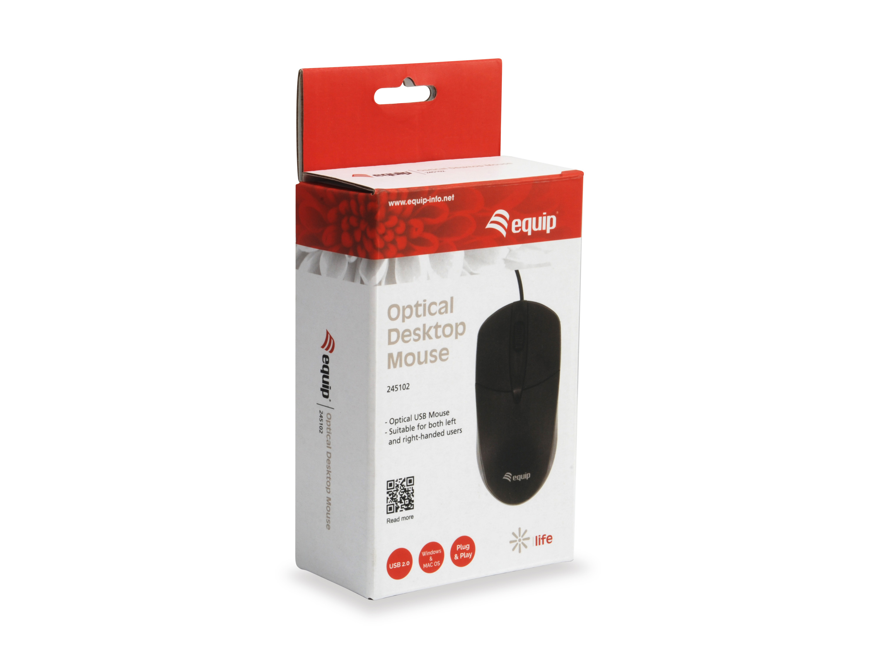 Equip Tischmaus USB-A Stecker L+R 1.35m schwarz