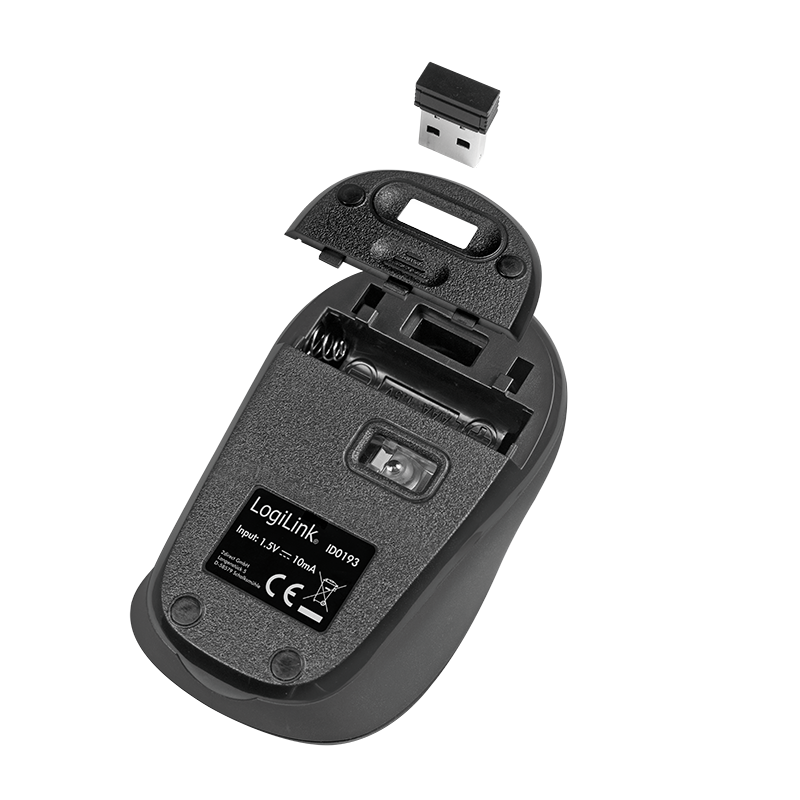 Logilink Maus Funk 2,4 GHz 3-Button, schwarz