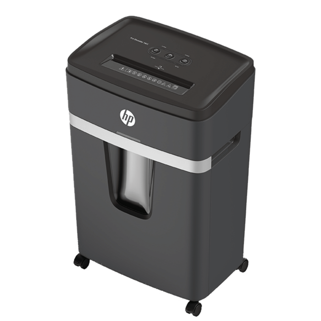 HP Pro Shredder 18CC Aktenvernichter mit Partikelschnitt P-4, 4 x 35 mm, bis 18 Blatt, schwarz