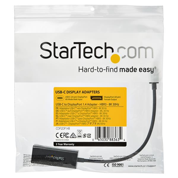 StarTech.com USB-C auf DisplayPort Adapter 8K Thunderbolt 3 kompatibel