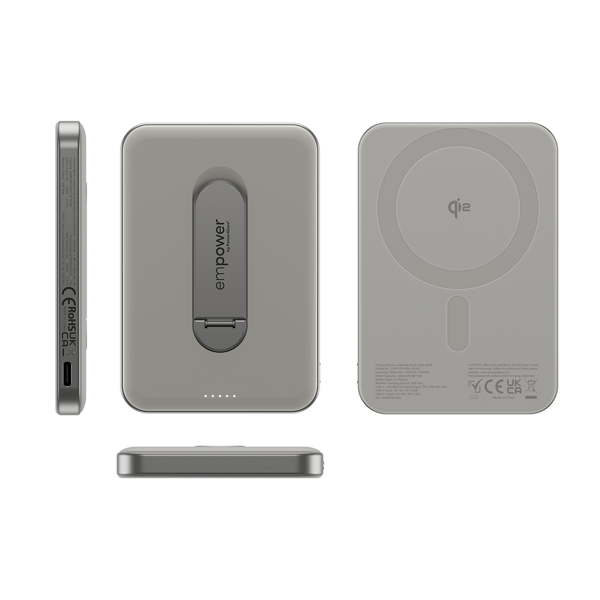 EMPOWER BANK W. SPIN STAND 5000MAH TITANIUM