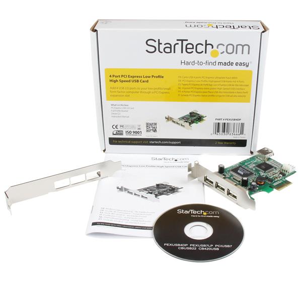 StarTech.com 4 Port USB 2.0 PCI Express Low Profile Schnittstellenkarte grün