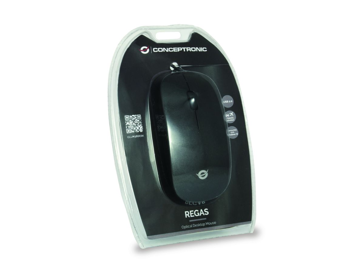 CONCEPTRONIC Optische Maus USB-A/1000DPI/3Tasten L+R schwarz