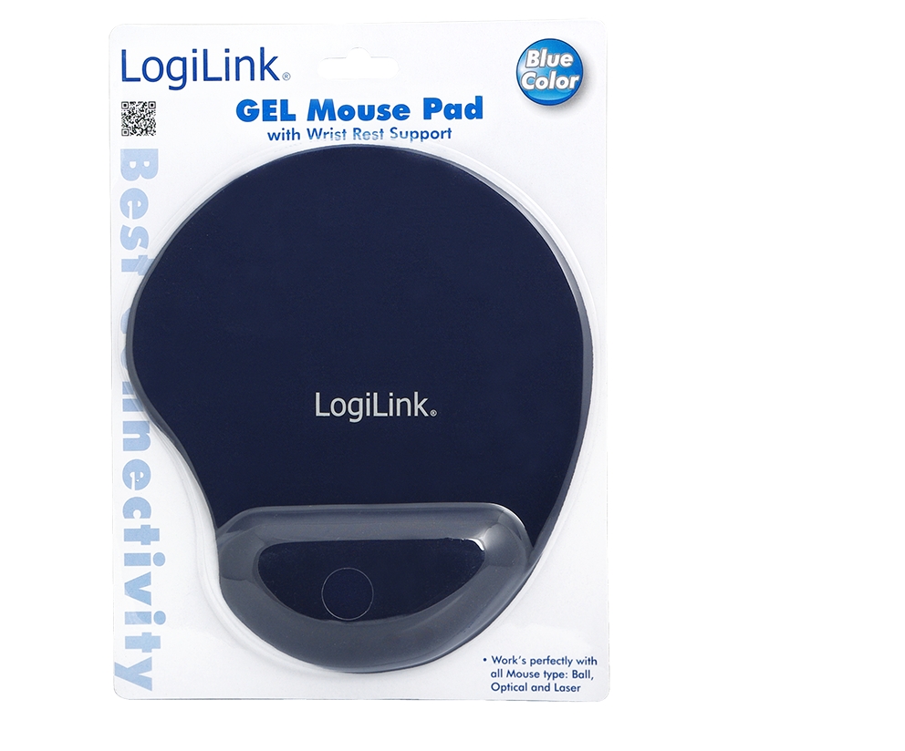 Logilink Mauspad mit Gel-Handballenauflage Silikon blau