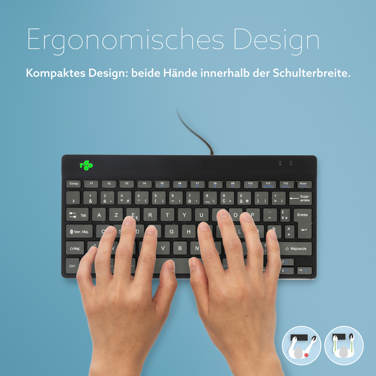 COMPACT BREAK KEYBOARD AZERTY FR BLACK WIRED