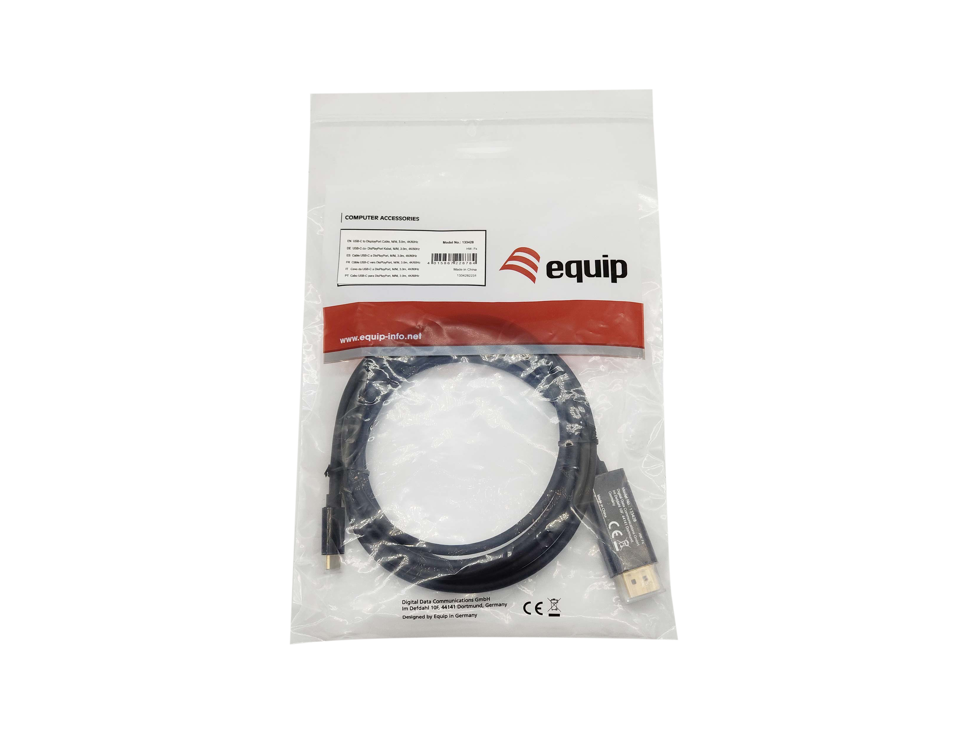 Equip Adapter USB-C->DisplayPort St/St 4K/ 60Hz 3.00m PVC