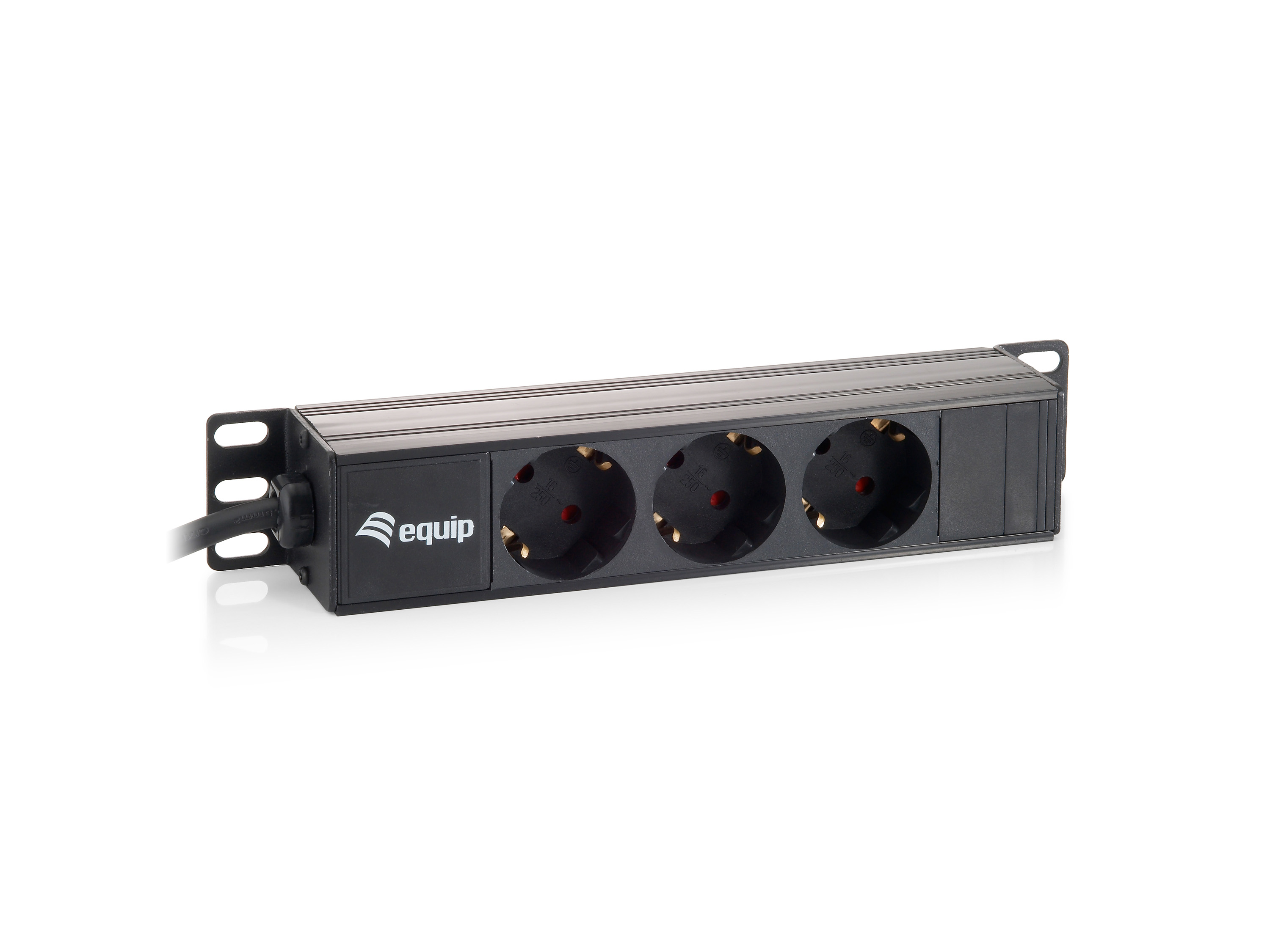 Equip 10 Steckdosenleiste 3xSchuko->St.90° sw. Alu.