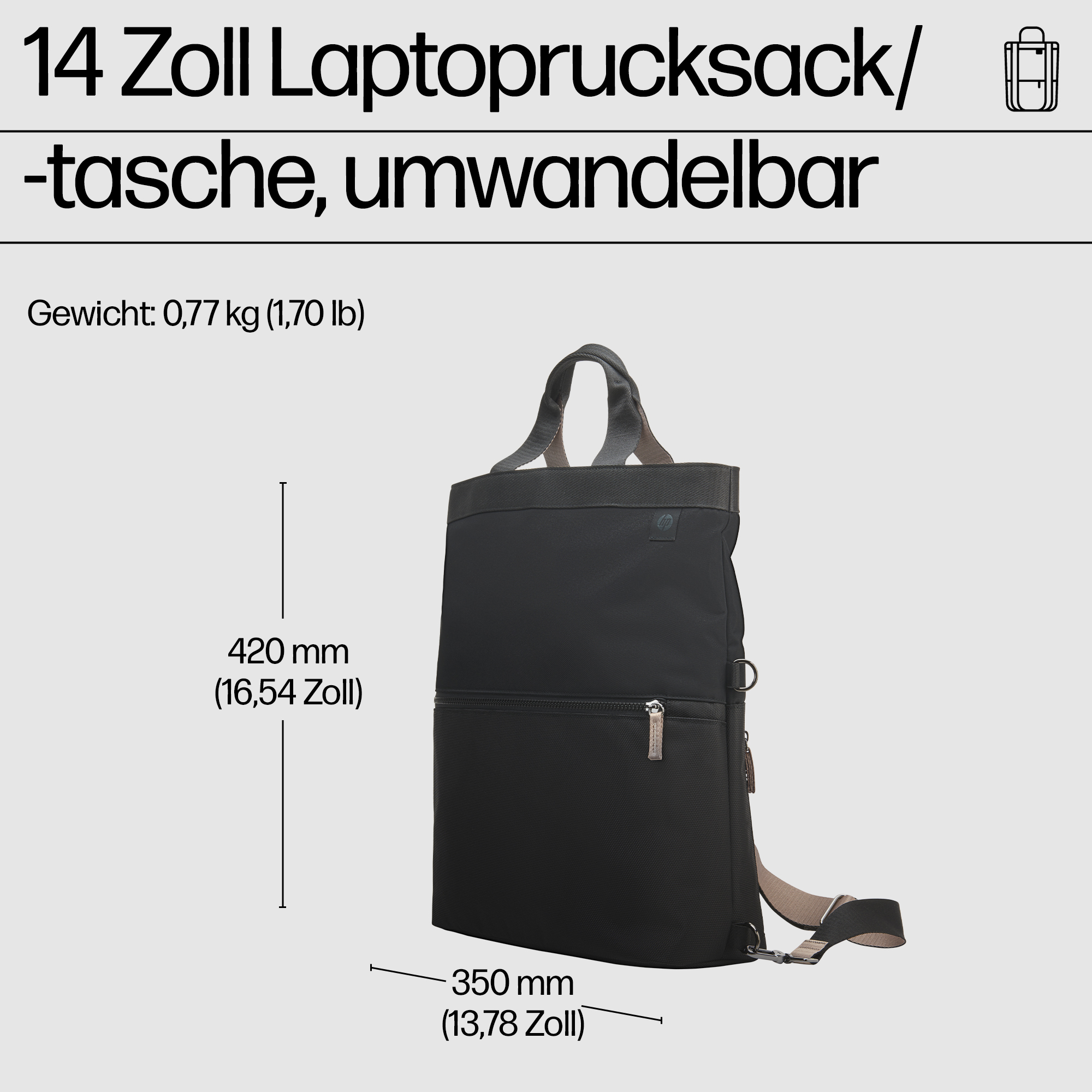 HP 14inch Convertible Laptop Backpack Tote