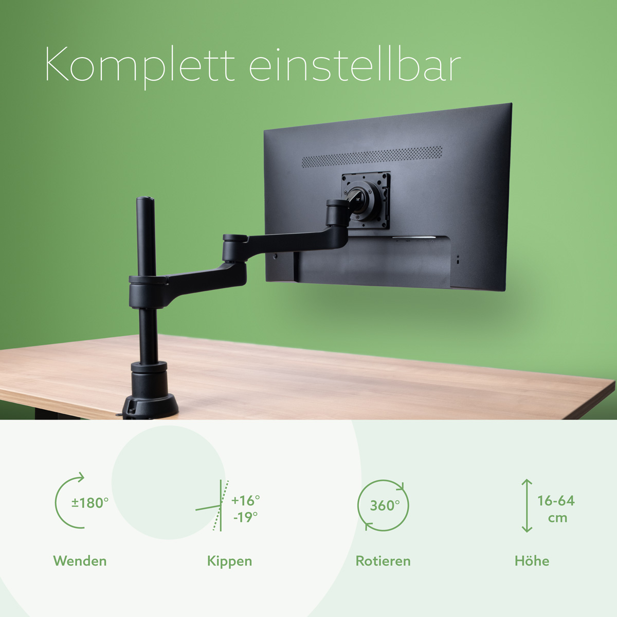 ZEPHER4 C2 MONITOR ARM TABLE 8KG BLACK/SILVER