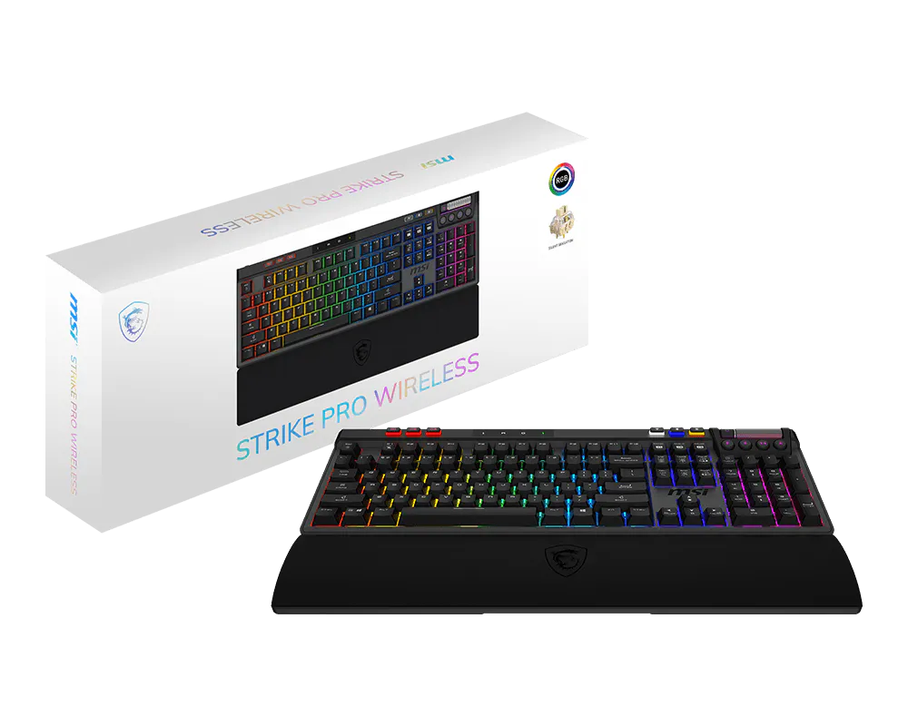 MSI STRIKE Pro Silent W Gaming DE Keyboard, wireless
