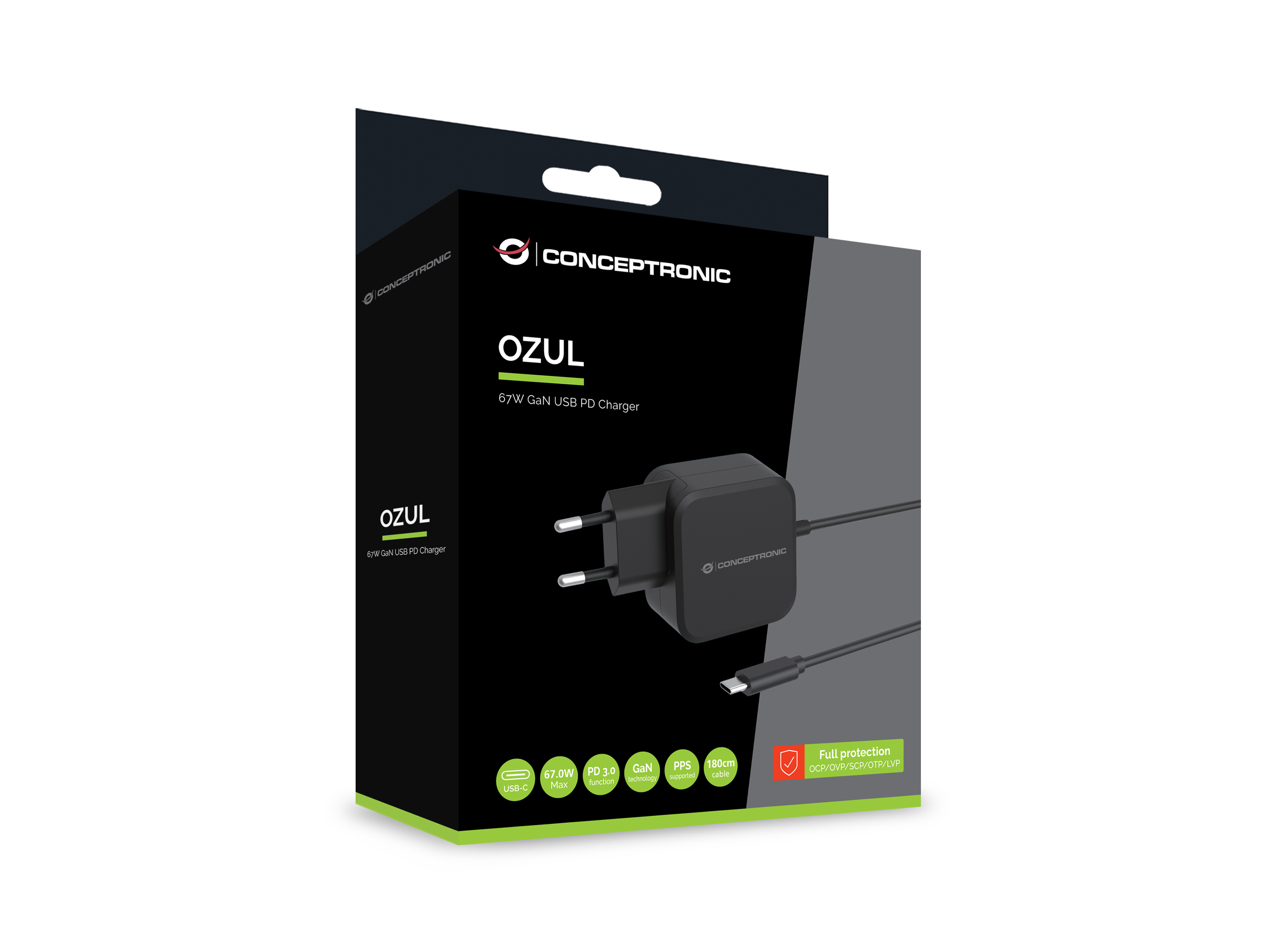CONCEPTRONIC Ladegerät 1Port GaN USB-C Desk 67WPD3.0/PPS sw