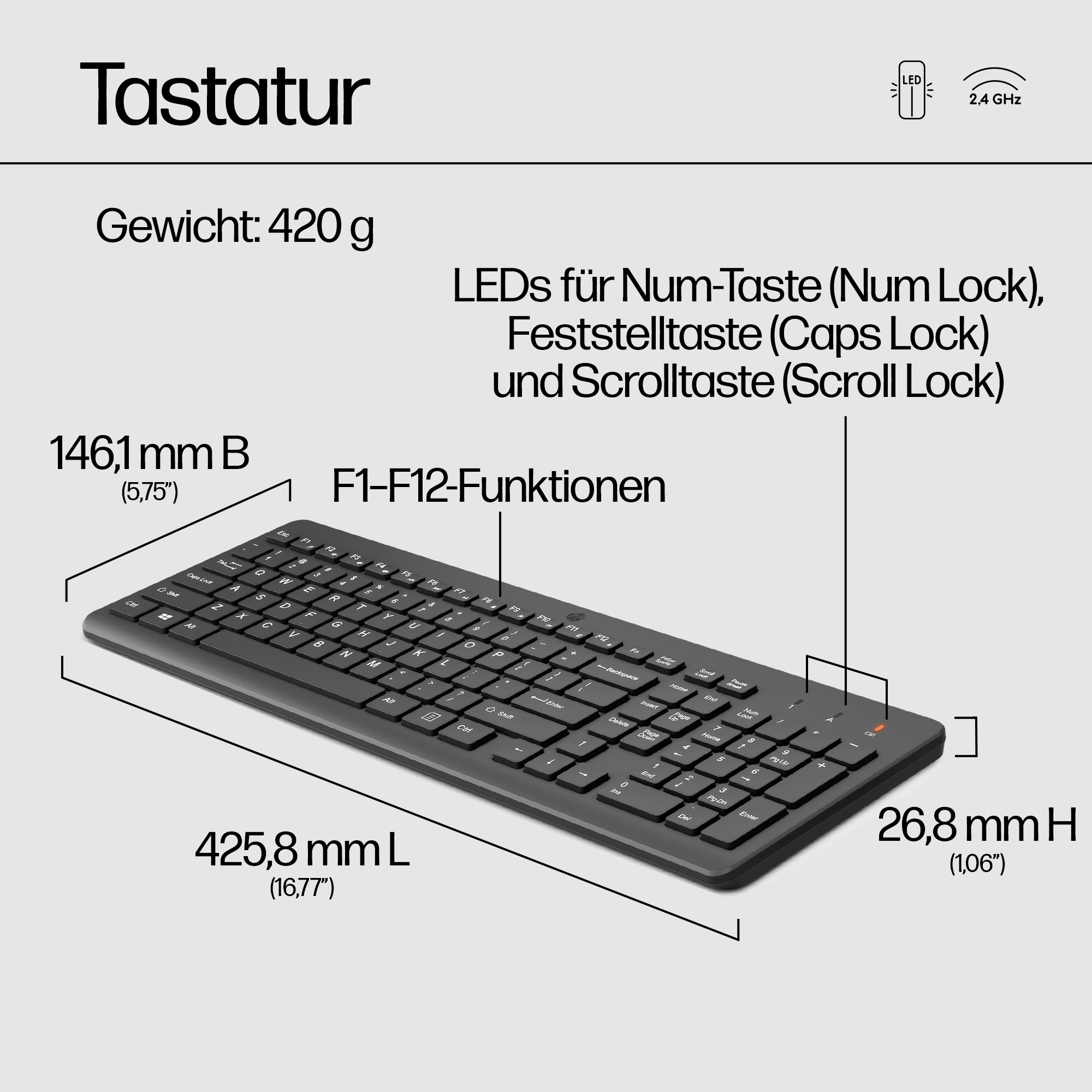 HP 330 Wireless Mouse & Keyboard Combination Tastatur und maus set GR (P)
