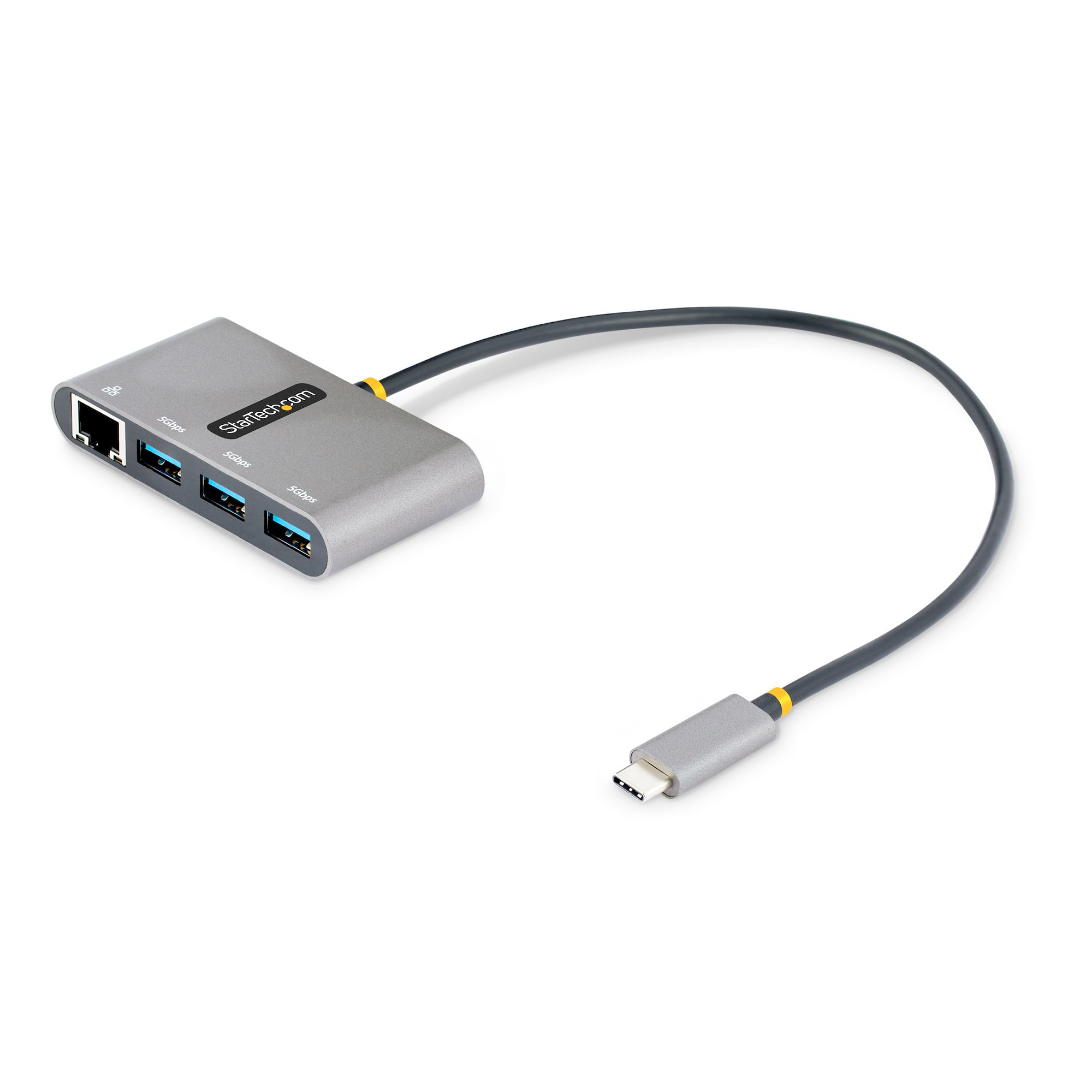 3-PORT USB-C HUB WITH GIGABIT ETHERNET PORTABLE LAPTOP HUB