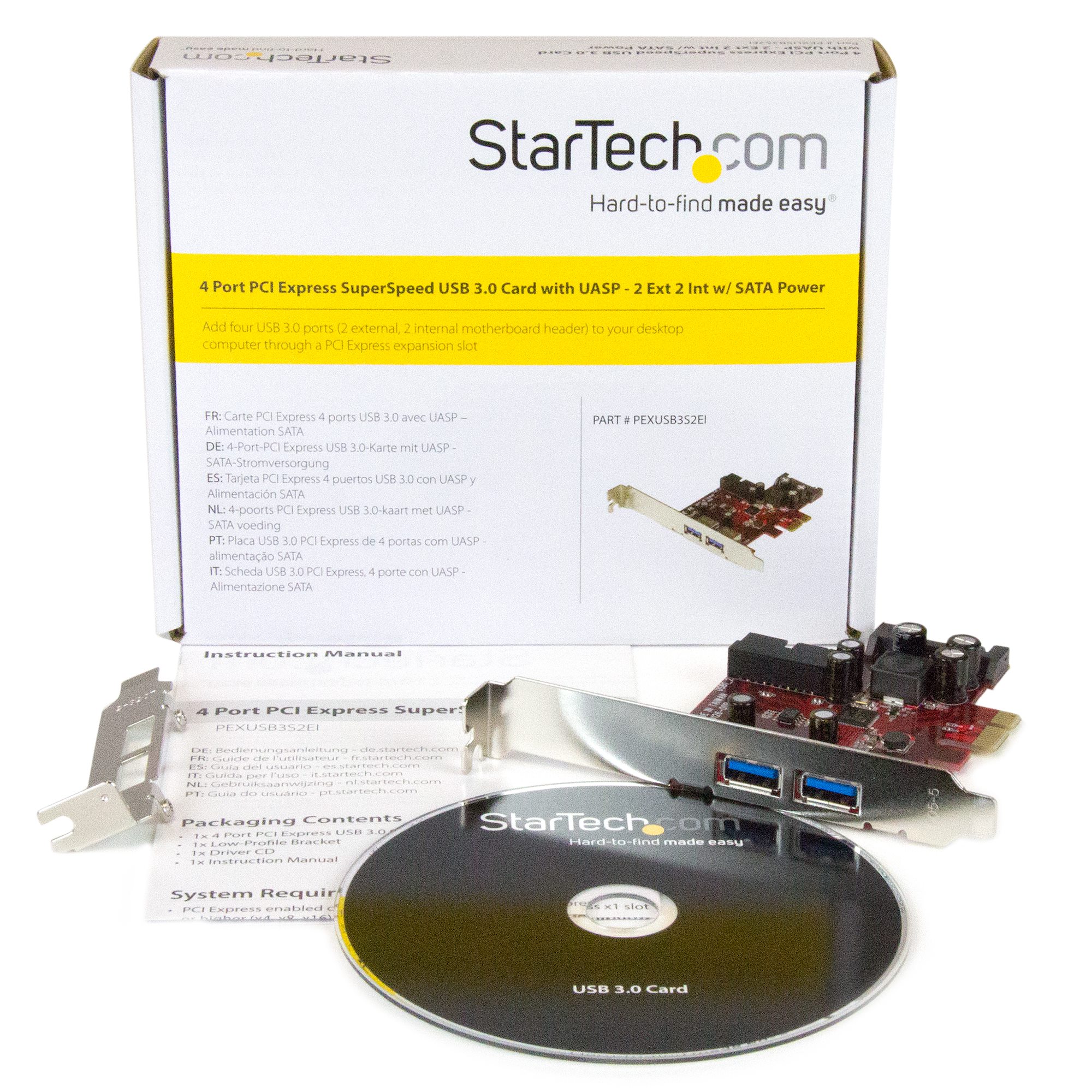 StarTech.com PEXUSB3S2EI 4-Port PCI Express Karte USB 3.0 SATA