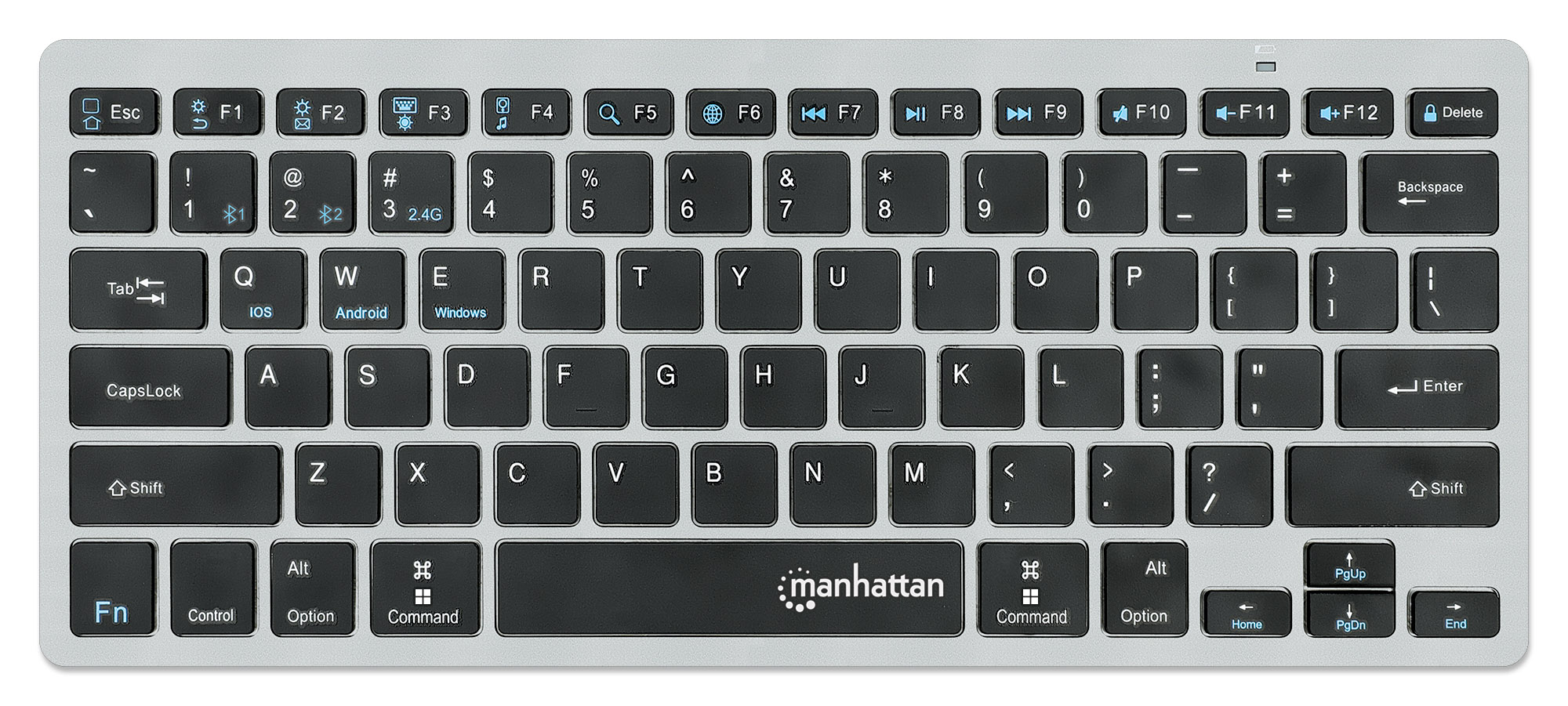 MANHATTAN Slim Funktastatur anthrazit Bluetooth 3.0/2.4GHz