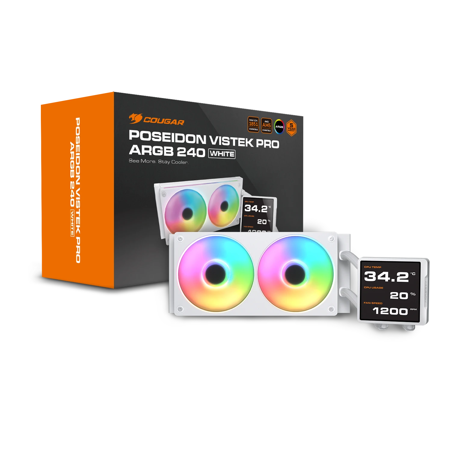 COUGAR CPU Wasserkühlung Poseidon Vistek Pro 240,ARGB,Weiß