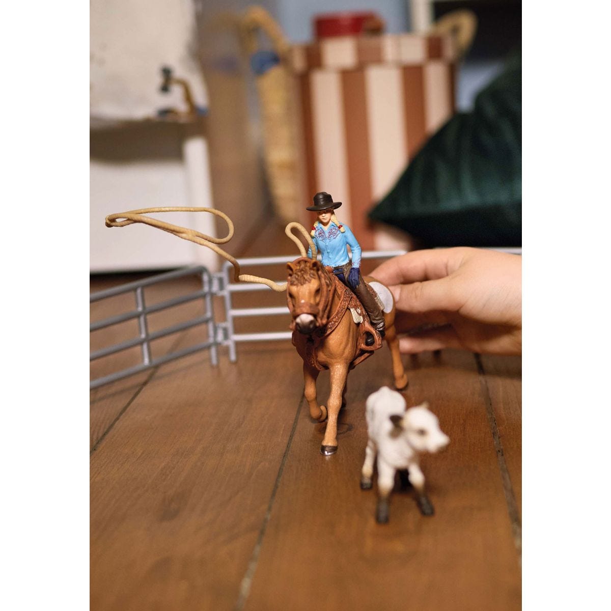 Farm World Team Roping mit Cowgirl, Spielfigur