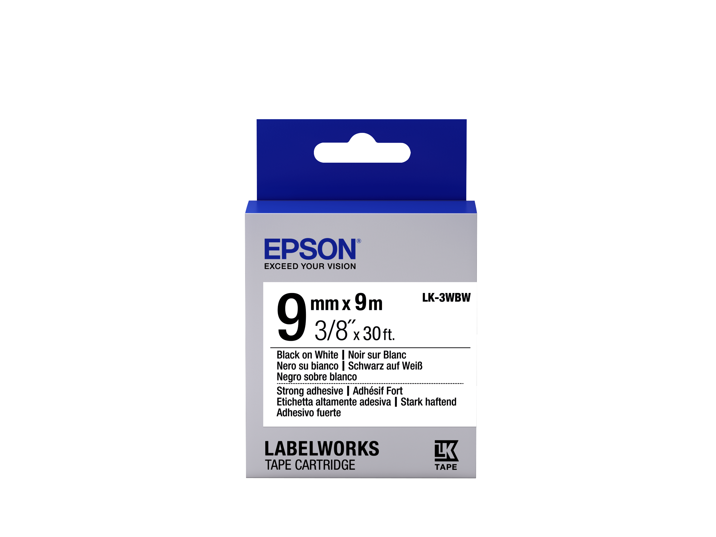 TAPE LK-3WBW STRNG ADH ADHESIVE LK-3WBW BLACK/WHITE 9MM