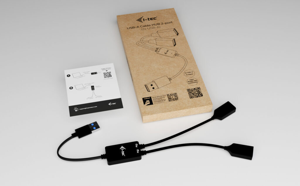 I-TEC USB-A CABLE HUB 2 PORT USB-A HUB TO 2 PORT (2X USB-A)