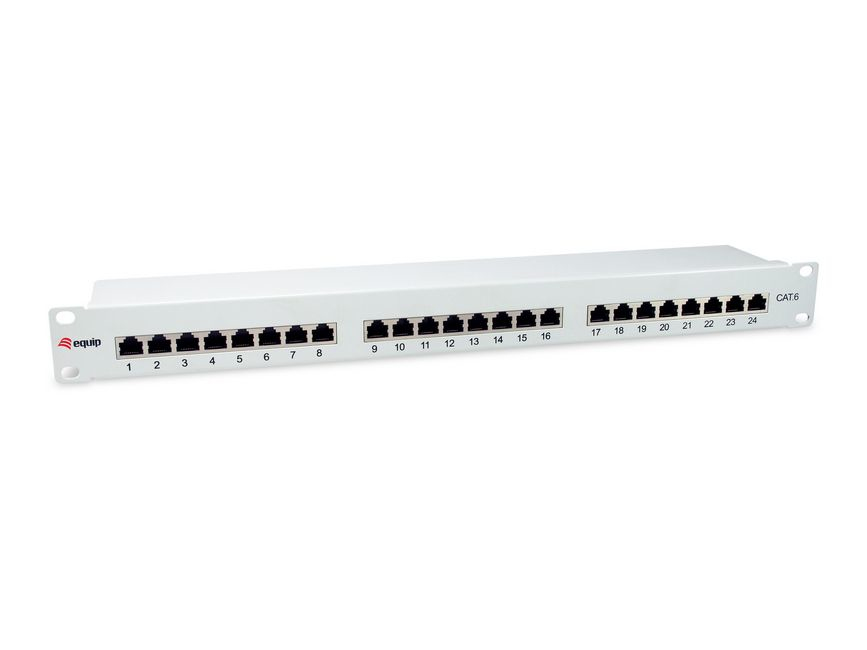 Equip 19 Patchpanel 24xRJ45 Cat6 FTP 1U 250MHz RAL7035
