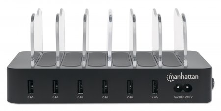 MANHATTAN 6-Port USB-Ladestation USB-A-Ports 2,4 A/5 V 55W
