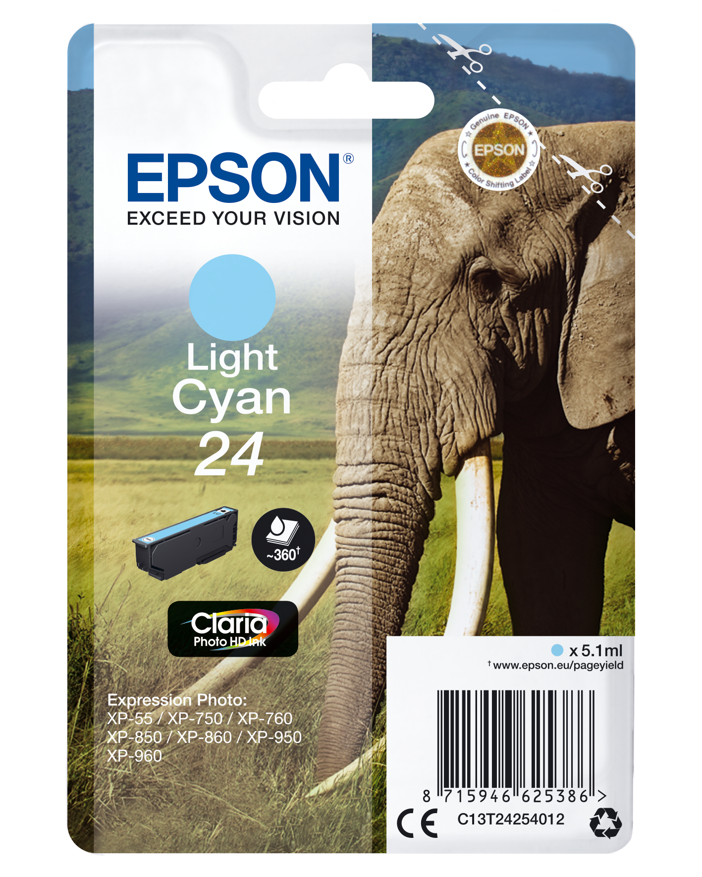 EPSON 24 / T2425 (Elefant) light cyan Druckerpatrone