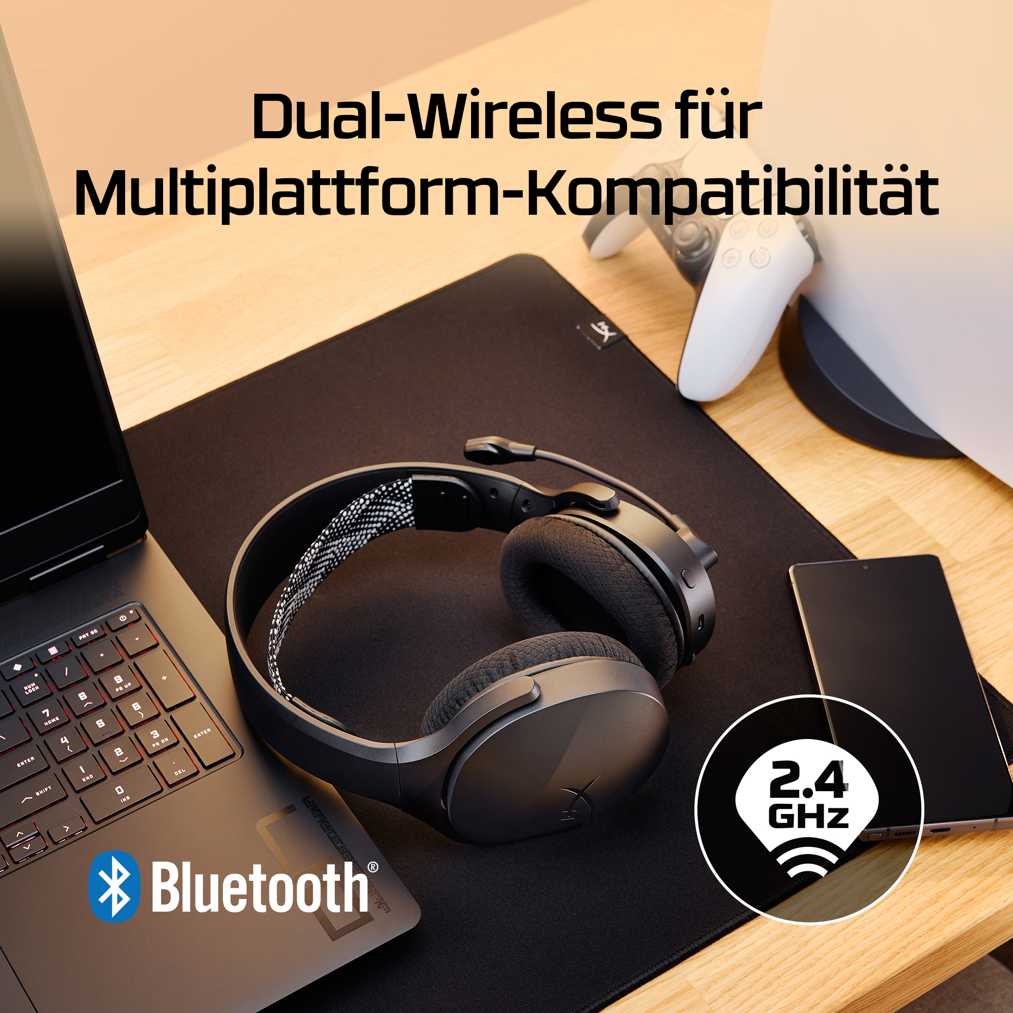 HyperX Cloud Jet – Dual Wireless Gaming Headset, schwarz