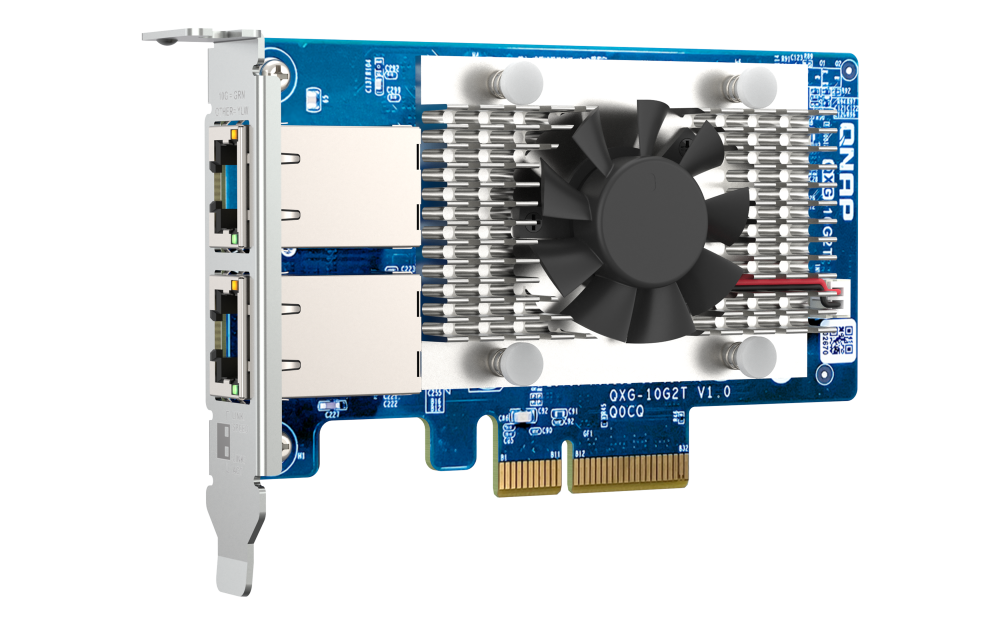 QNAP Dual-port BASET 10GbE network expansion card low-profile form factor PCIe Gen3 x4 Aquantia AQC107
