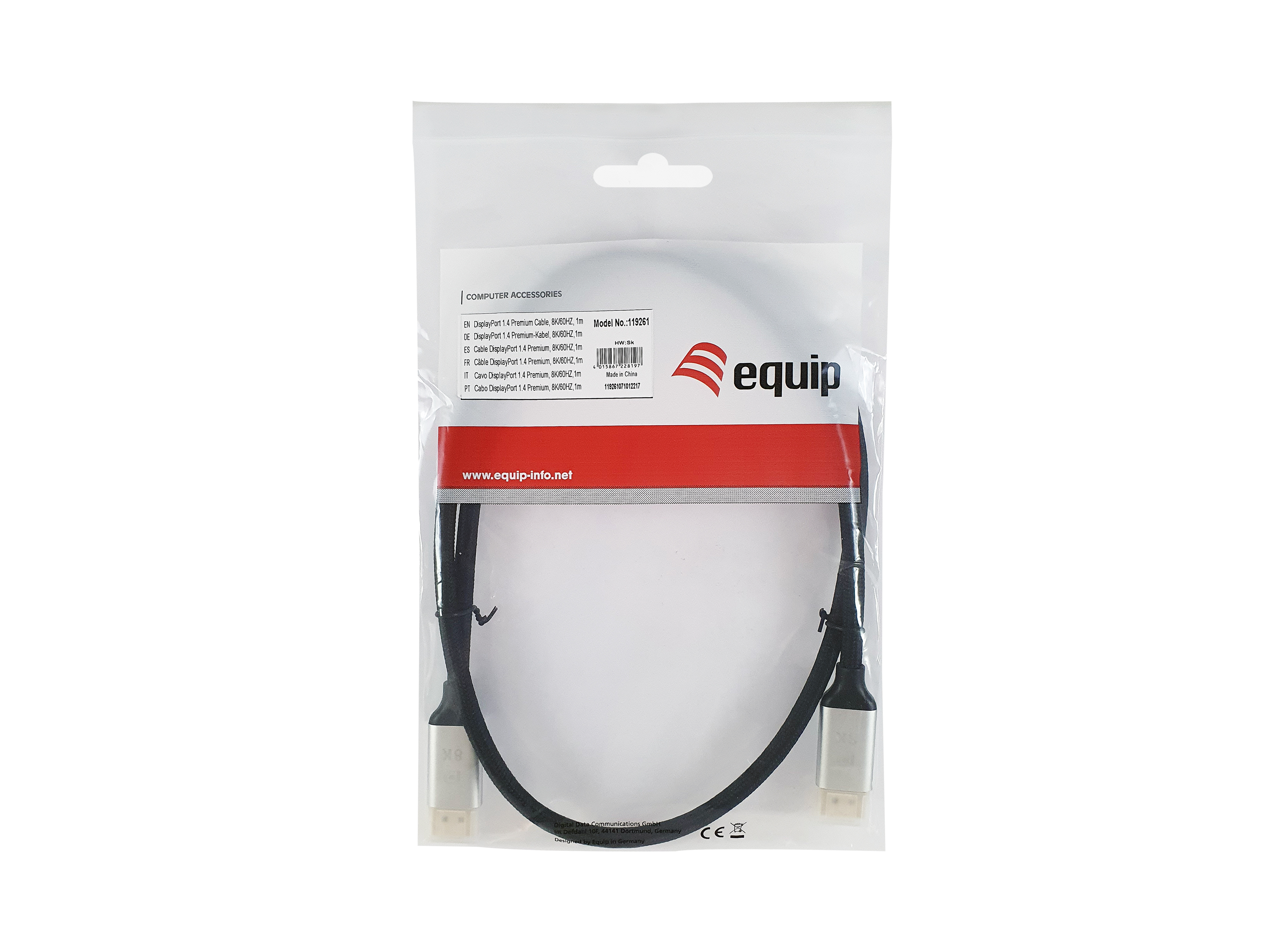 Equip DisplayPort 1.4 Premium 8K/60Hz St/St 2.00m schwarz