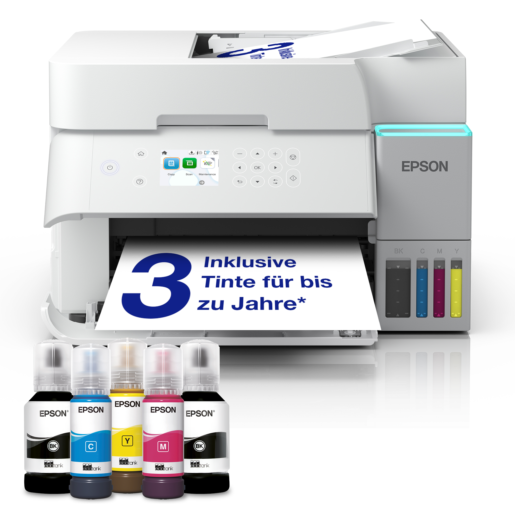EPSON EcoTank ET-3956 3 in 1 Tintenstrahl-Multifunktionsdrucker weiß