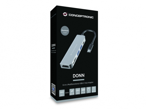 CONCEPTRONIC 6-1 Dock USB-C->HDMI/2xUSB-A/SD/TF/+ 15cm gr