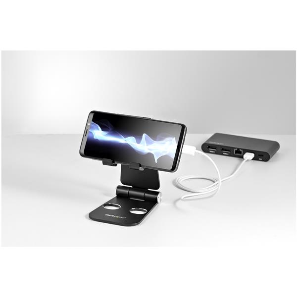 SMARTPHONE AND TABLET STAND - PORTABLE AND FOLDABLE - BLACK