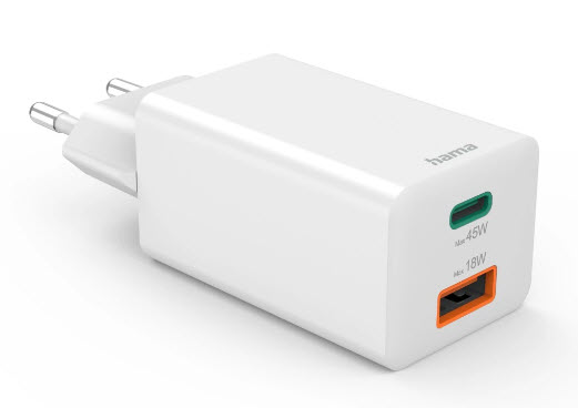 hama GaN-Ladeadapter weiß, 45 Watt