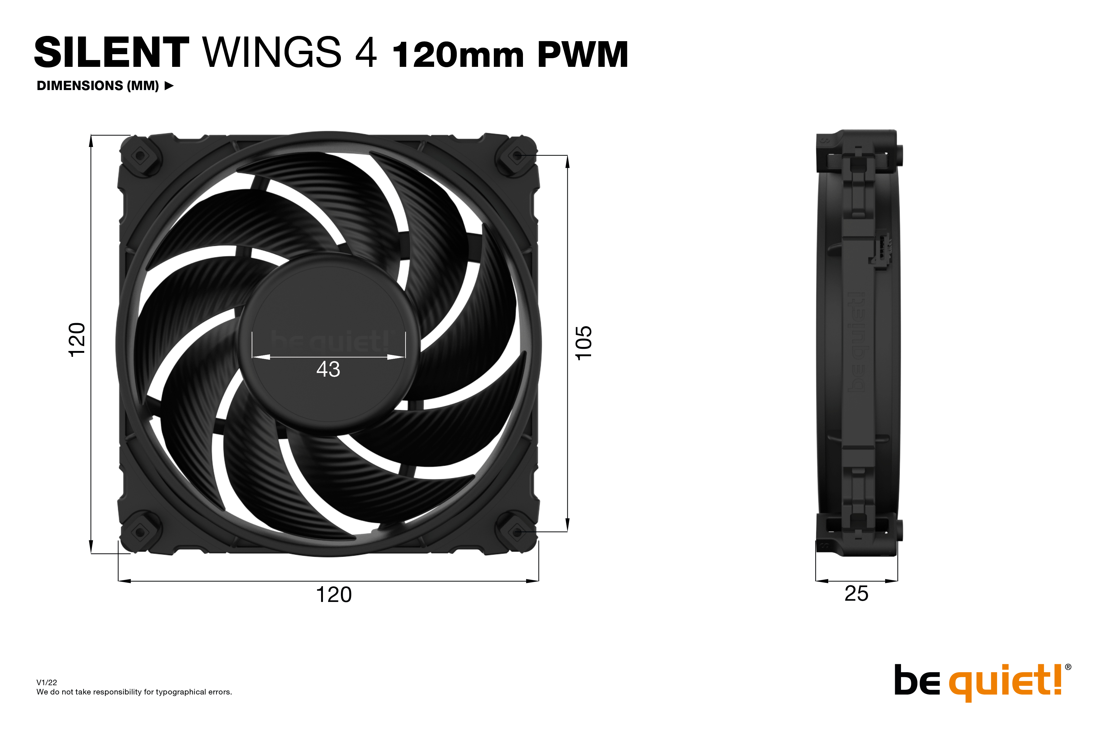 be quiet! Lüfter 120*120*25 SilentWings 4 PWM