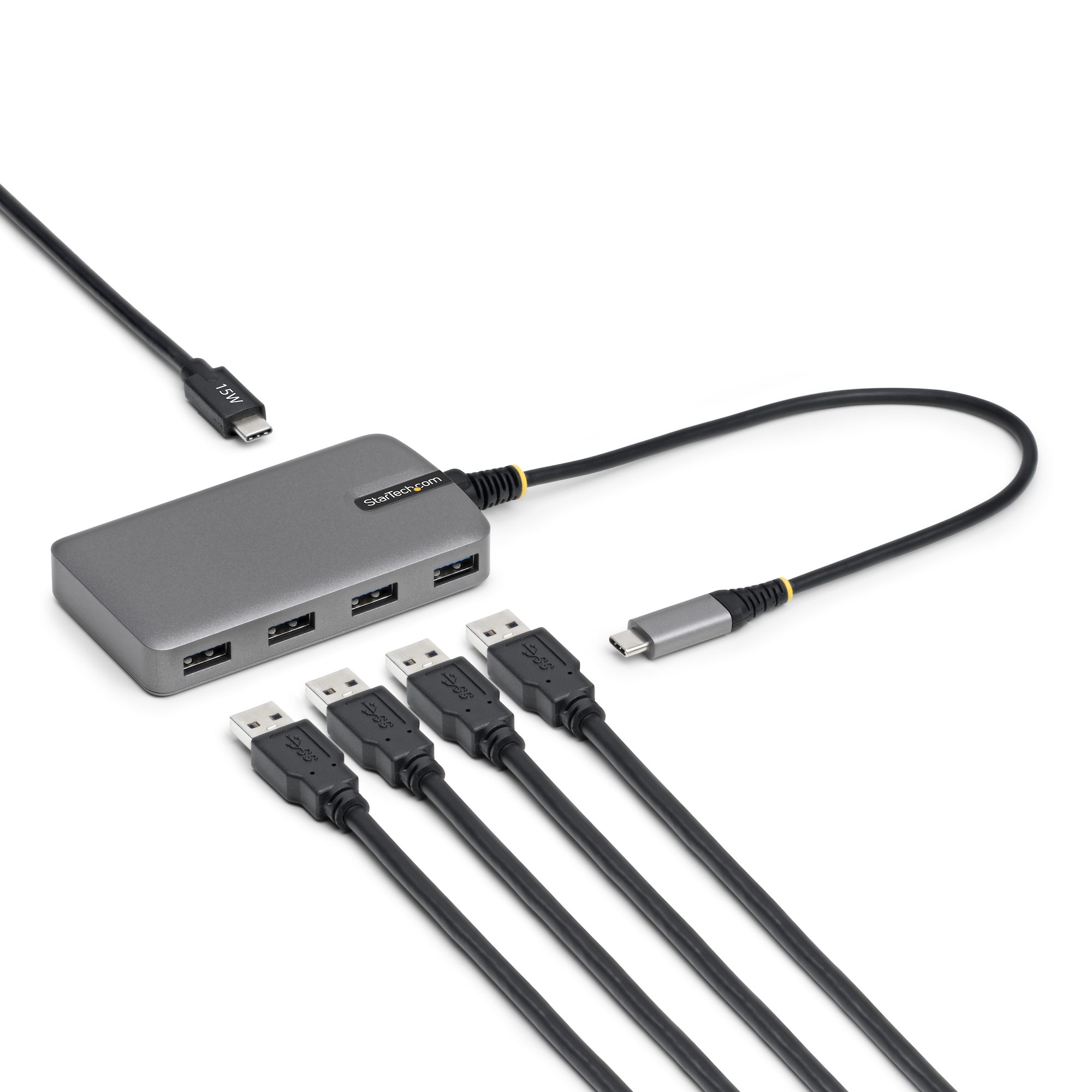 STARTECH.COM 4-Port USB-C Hub 5Gbps Busbetrieben USB-C zu USB-A Hub USB C-Netzteil Port 30cm Kabel Reisehub USBC auf A Adapter