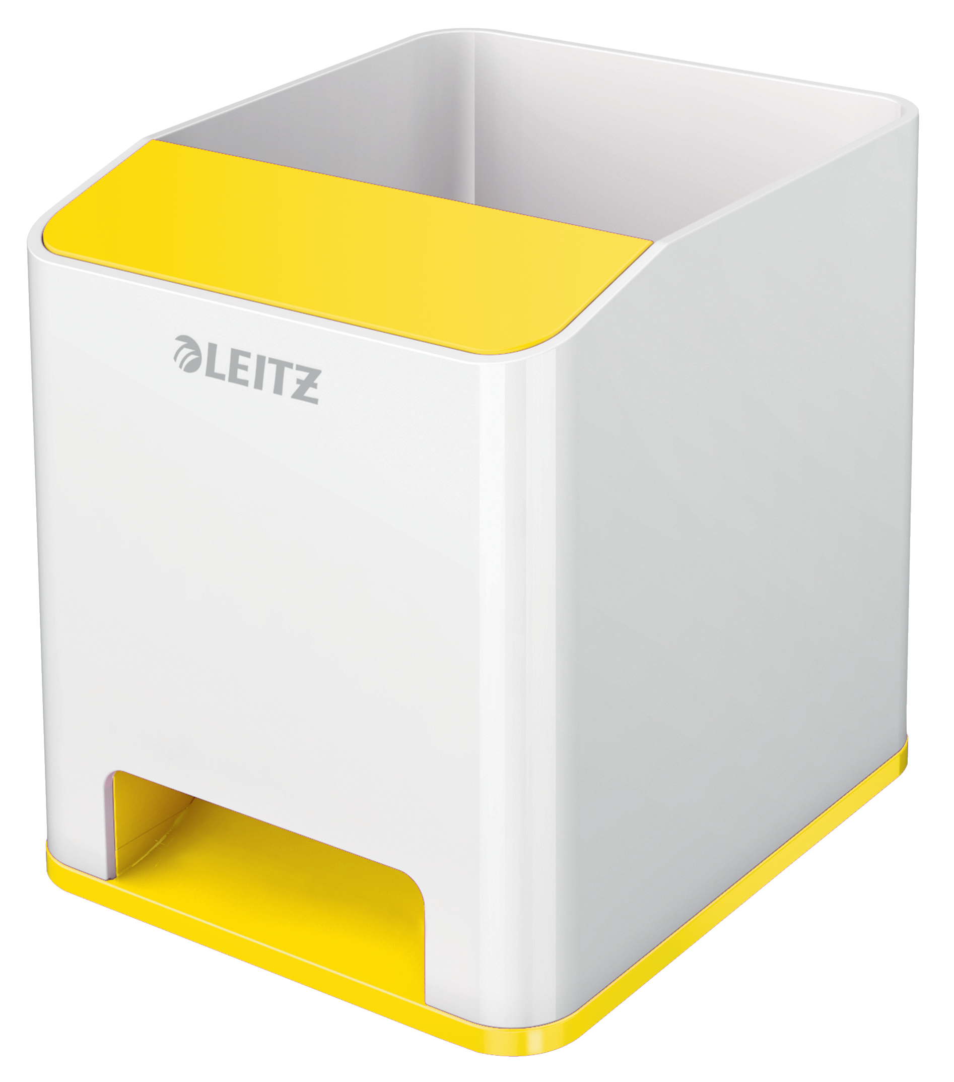 LEITZ Stiftehalter WOW Duo Colour perlweiß/gelb Polystyrol 2 Fächer 9,0 x 10,1 x 10,0 cm