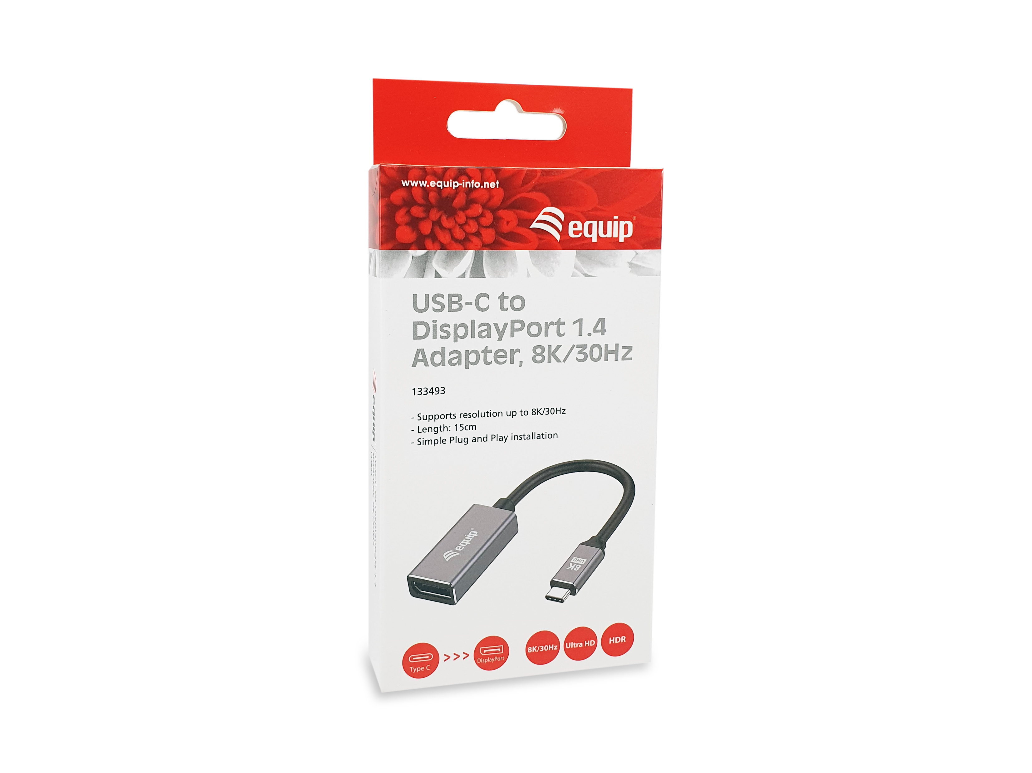 Equip Adapter USB-C->DisplayPort1.4 St/Bu 8K/ 30Hz 0.15m PVC