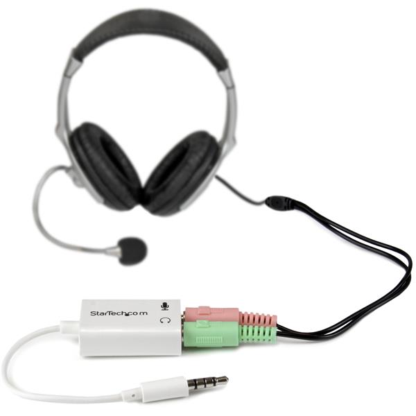 StarTech.com 3,5 mm Klinke Audio Y-Kabel 4-pol auf 3-pol Weiß