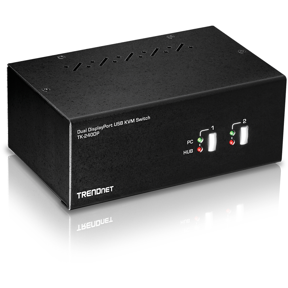 TRENDnet KVM Switch 2-Port Displayport mit Audio USB 2.0 Hub