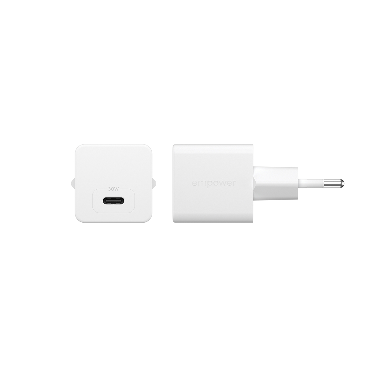 TURBO 30W CHARGER SINGLE USB-C EU PLUG SILVER WHITE