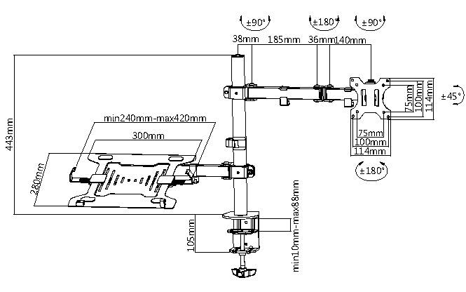 Equip Tischhalterung 13-32/1TFT 360°+NB-Halter 8Kg schwarz retail