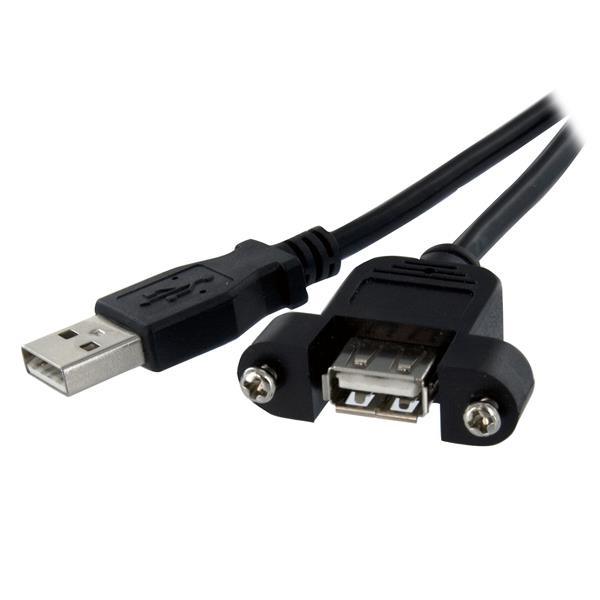 StarTech.com 30cm USB A auf A Blendenmontage Kabel USB 2.0 Schwarz