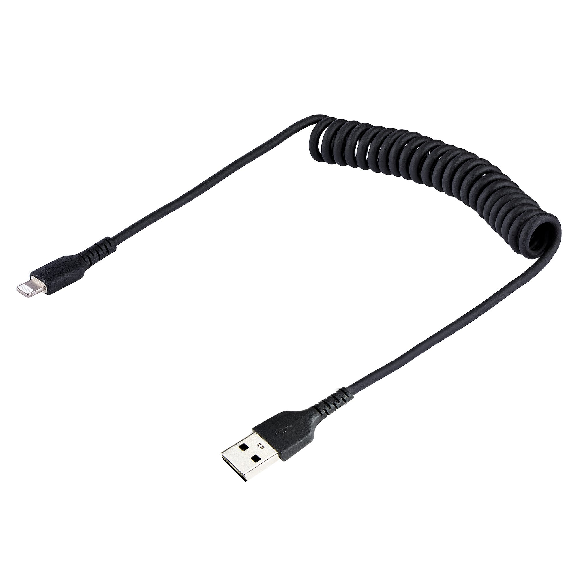 USB TO LIGHTNING CABLE - 50CM (20IN) COILED CABLE BLACK
