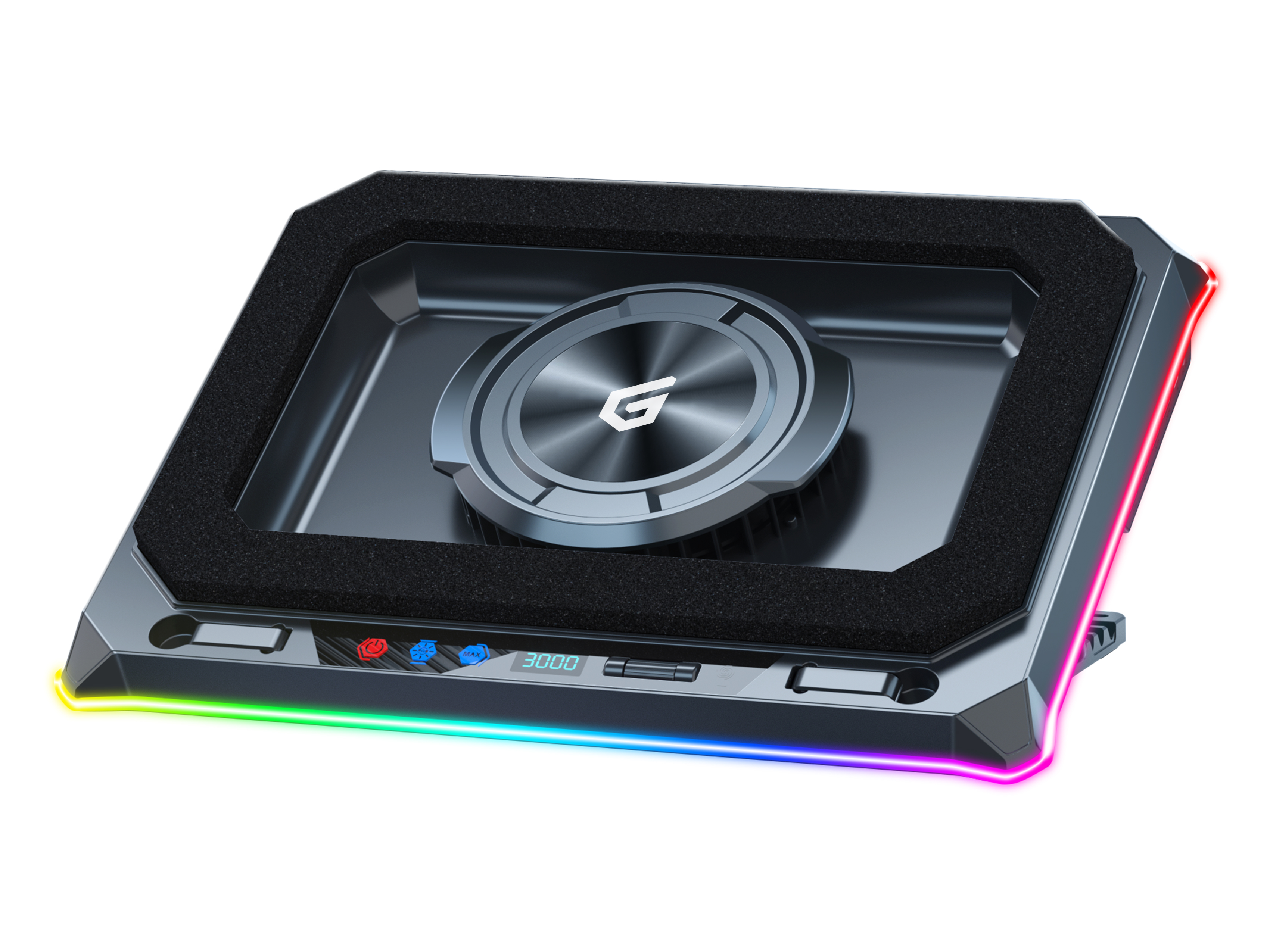 CONCEPTRONIC USB-C Laptop-Kühlpad + Handyhalter, RGB, 12V
