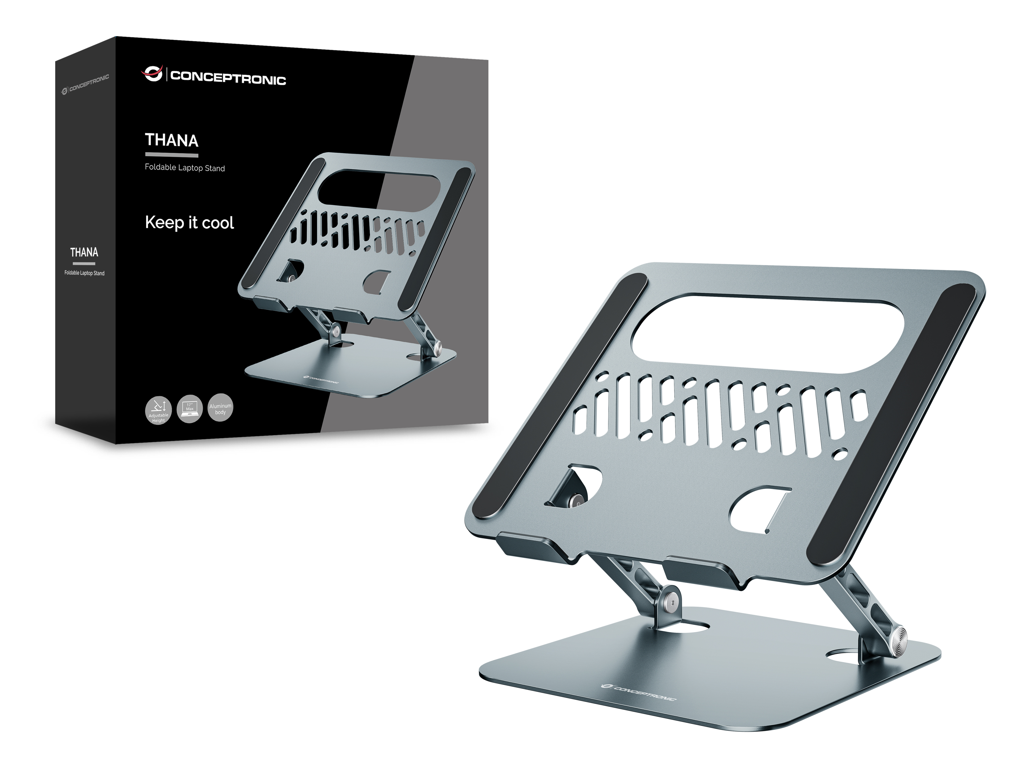 CONCEPTRONIC Laptop Halterung Faltbar/höhenverst./17 grau