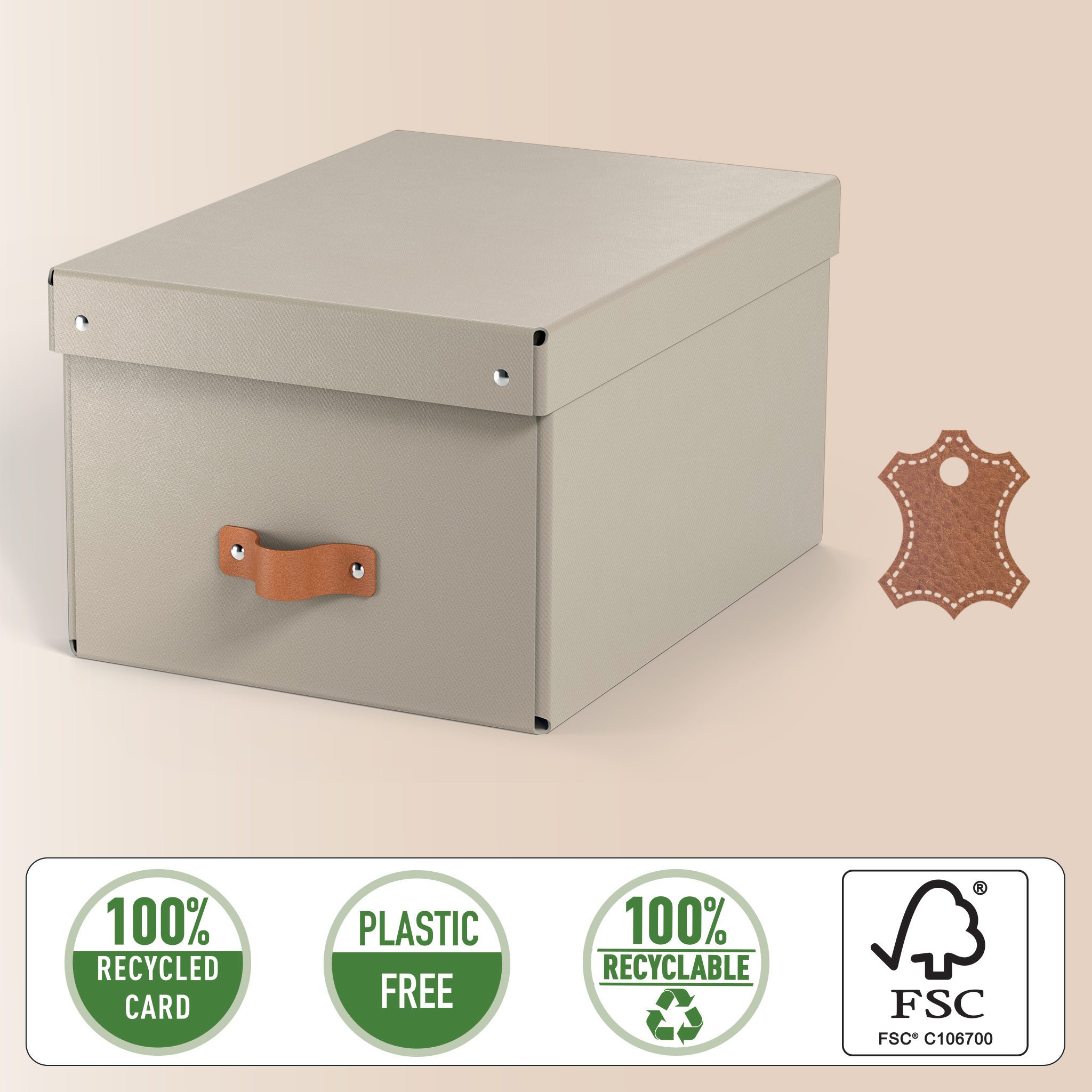 LEITZ Puro Aufbewahrungsboxen 17,0 l beige 27,0 x 37,0 x 20,0 cm, 2 St.
