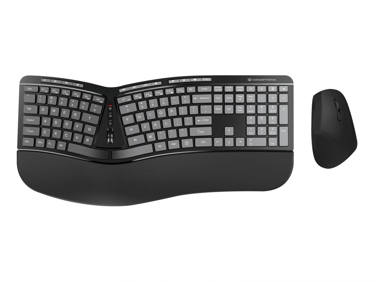CONCEPTRONIC Tastatur+Maus Wireless ERGO Layout US schwarz