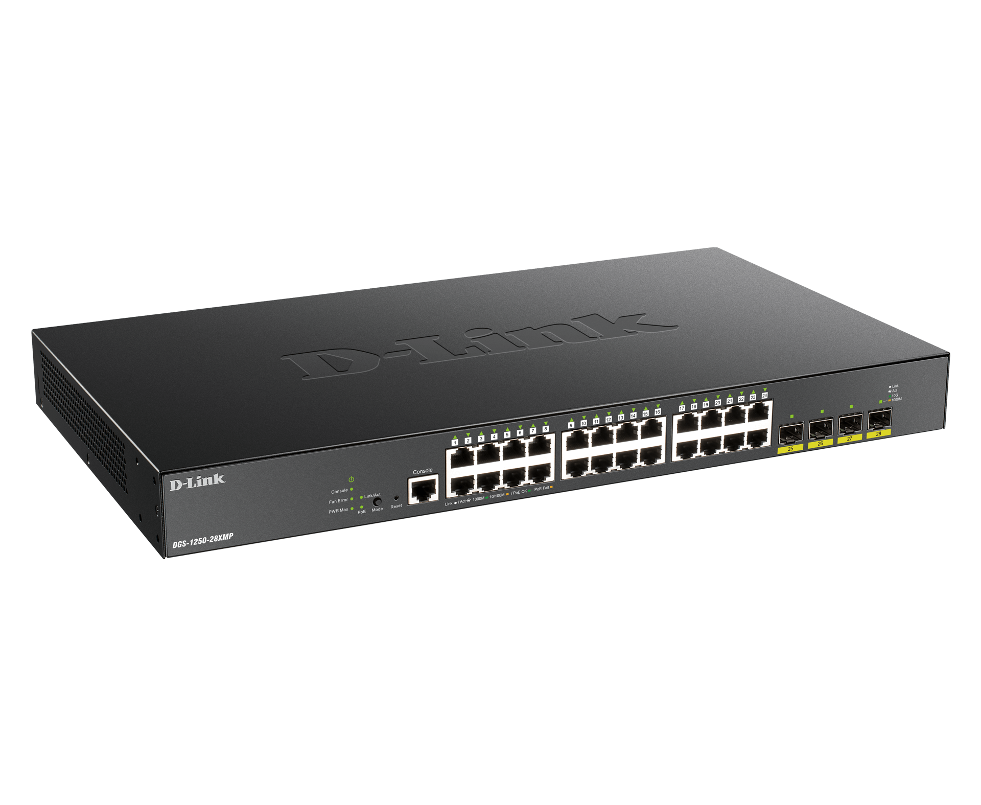 D-LINK DGS-1250-28XMP/E 28-Port Smart Managed PoE+ Gigabit Switch 24x 10/100/1000BASE-T PoE 4x 10-Gigabit-Port (SFP+)
