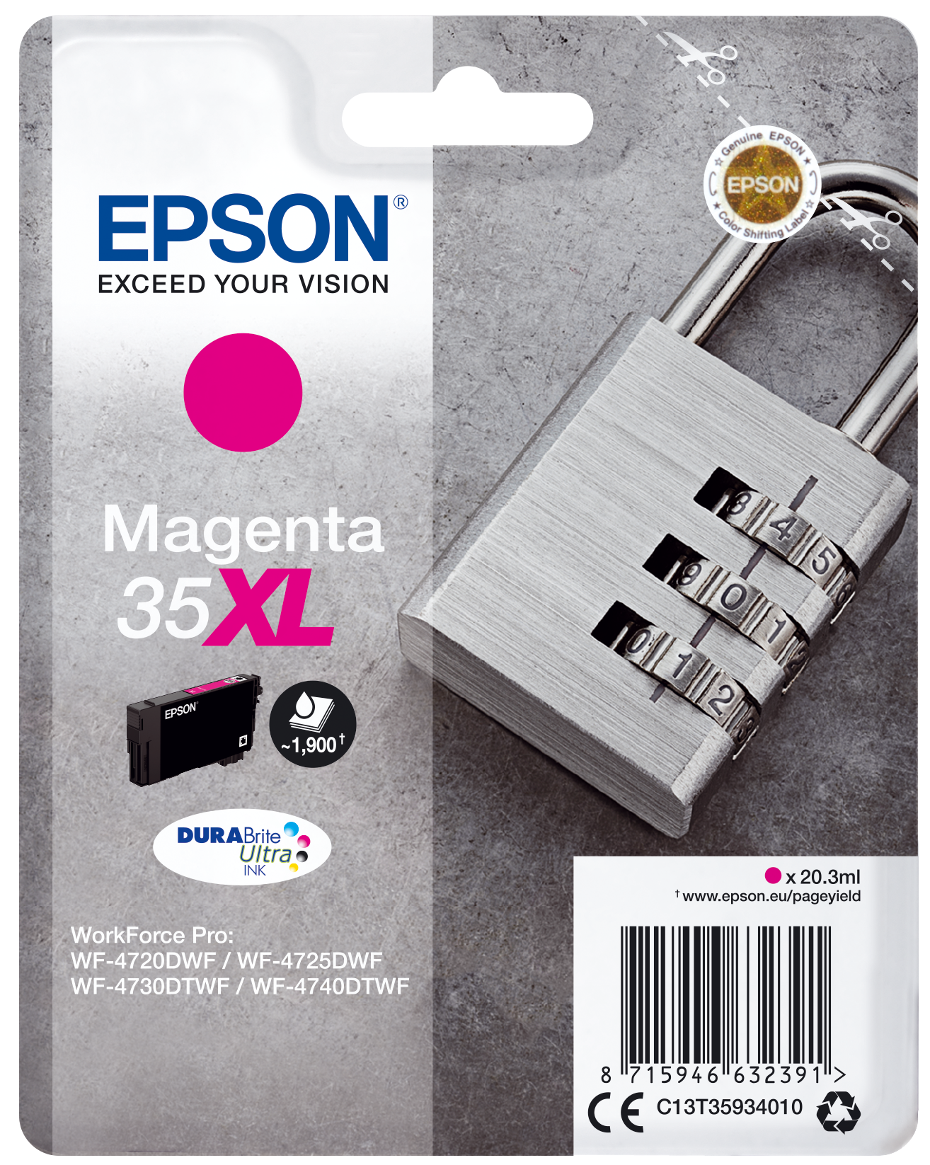 EPSON 35XL / T3593XL (Vorhängeschloss) magenta Druckerpatrone